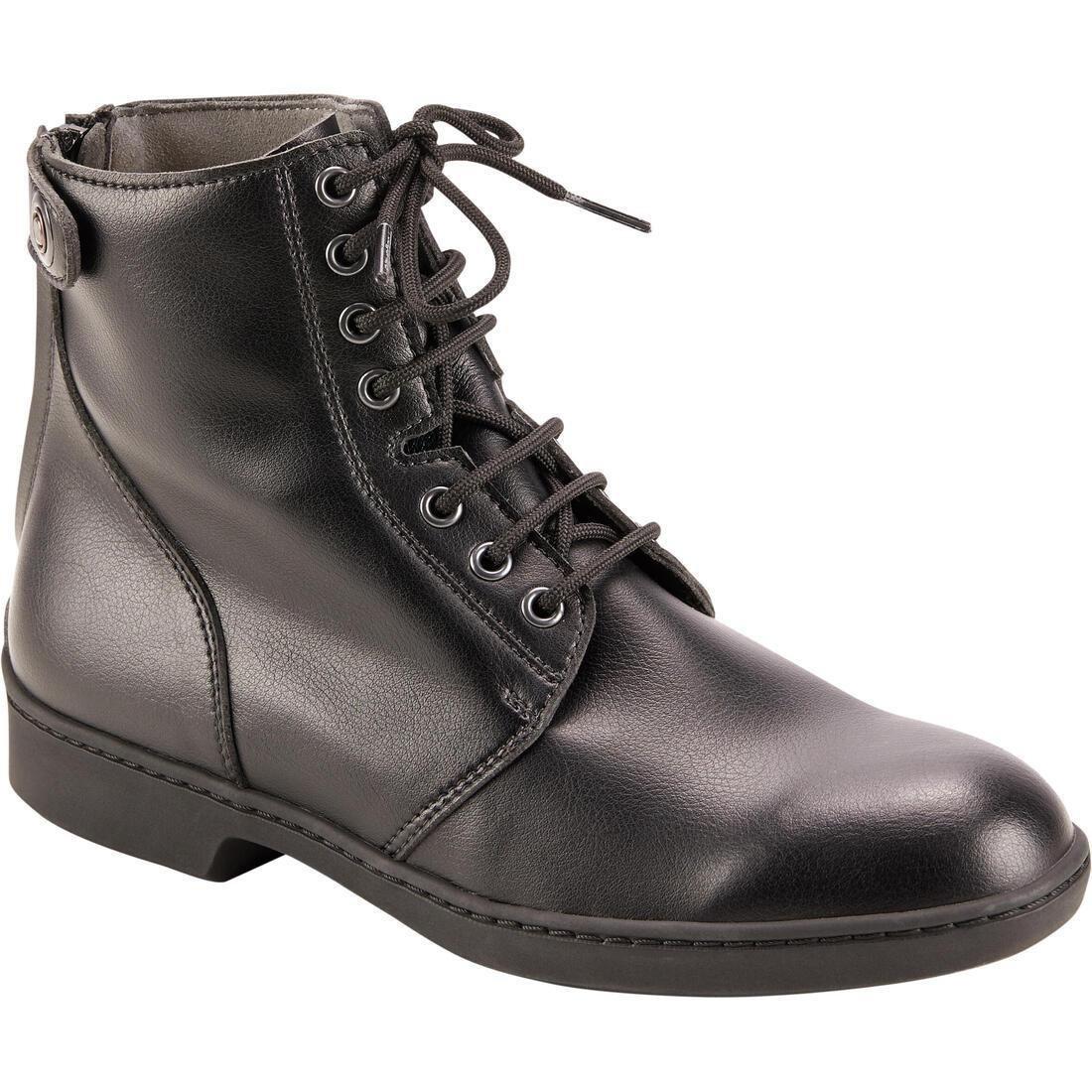 500Adult Lace-Up Horse Riding Jodhpur Boots, Black, , large image number 0