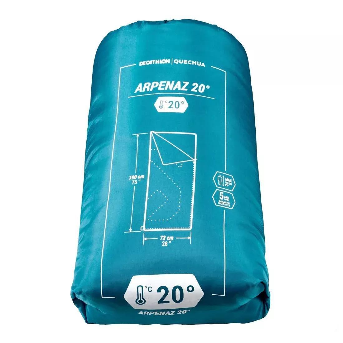 QUECHUA - Camping Sleeping Bag Arpenaz, Jungle Green