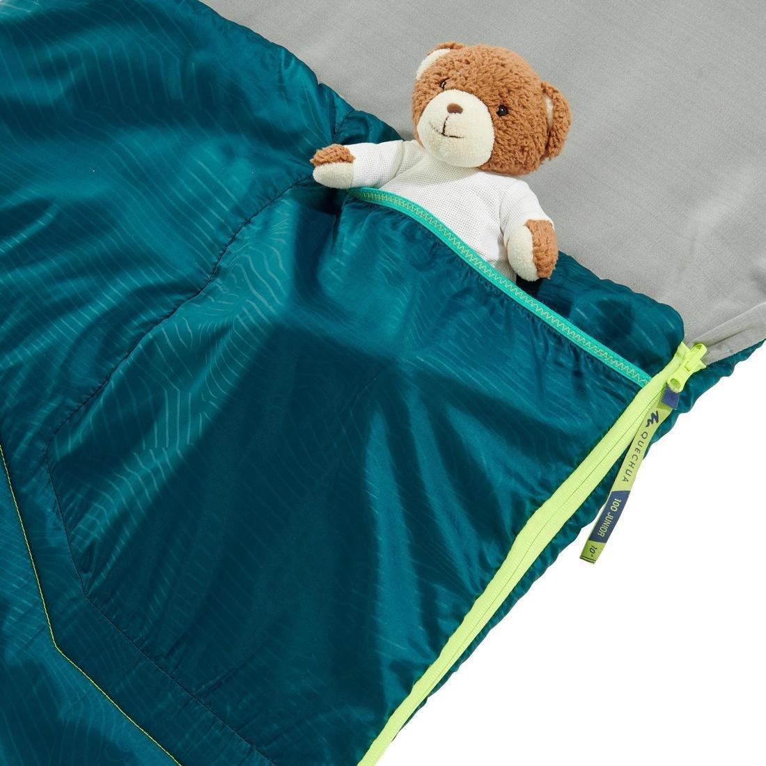 QUECHUA - Kids Sleeping Bag MH100, Dark Petrol Blue