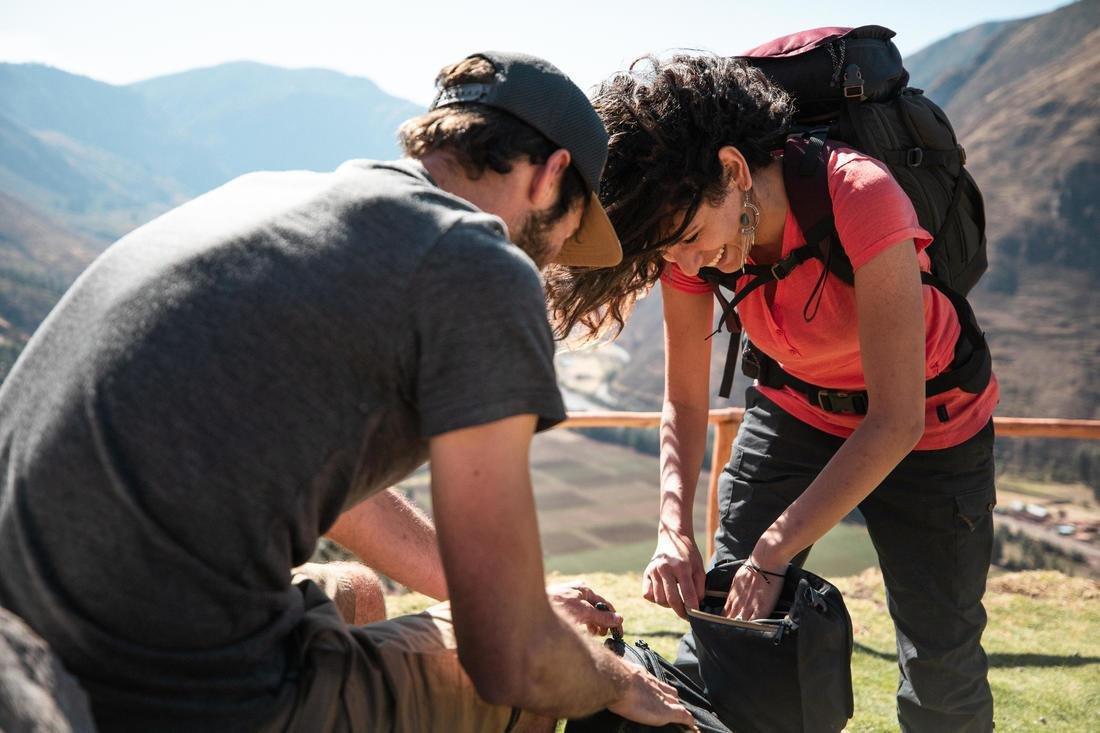 Women's Trekking Travel Trousers, TRAVEL 100, Grey, No Color, large image number 10