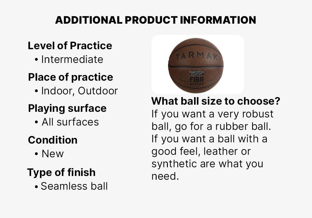 Adult Grippy Basketball - BT500, Brown, No Color, large image number 16