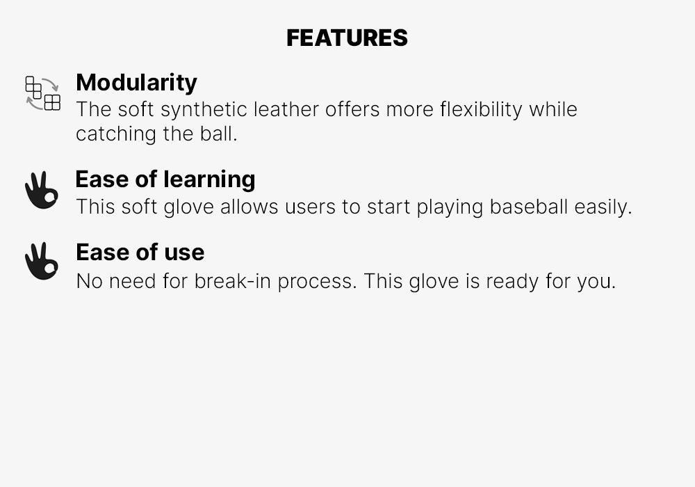 Baseball Glove - BA100 Right Hand, Black, No Color, large image number 9