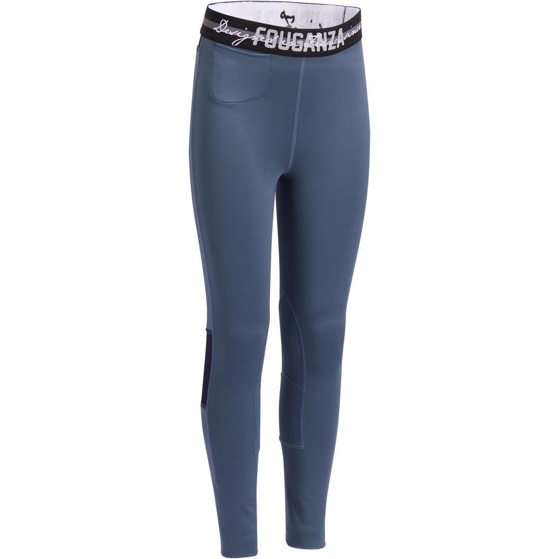 Kids Horse Riding Light Jodhpurs100 , Asphalt Blue, No Color, medium