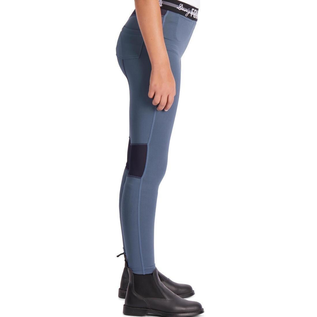 Kids Horse Riding Light Jodhpurs100 , Asphalt Blue, No Color, large image number 4