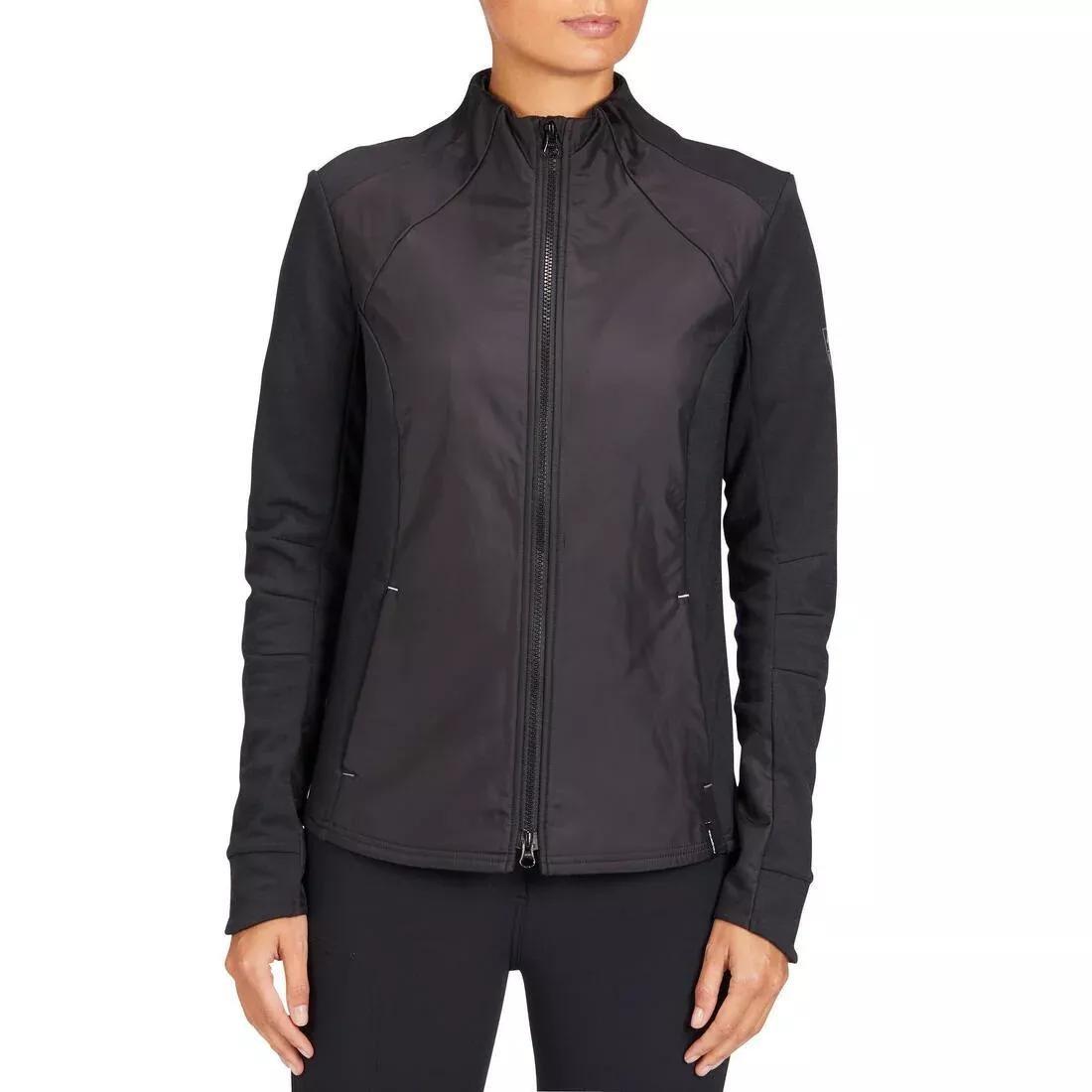 Women's Horse Riding Zipped Sweatshirt 500 - Black, , large image number 1