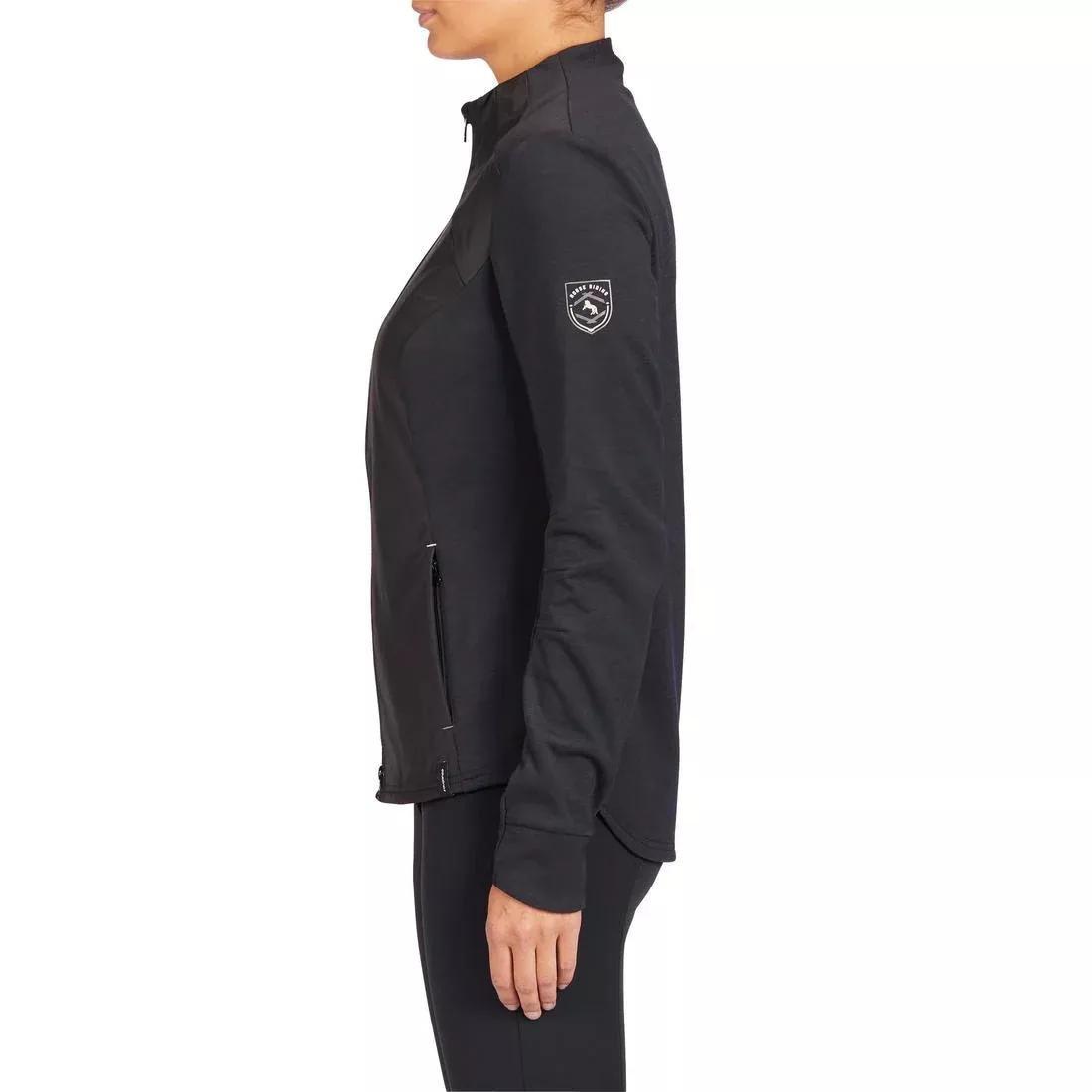 Women's Horse Riding Zipped Sweatshirt 500 - Black, , large image number 4