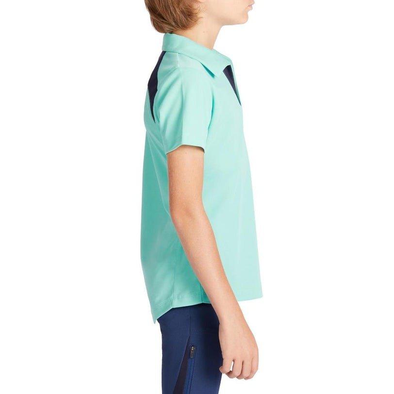 500 MeshKids' Short-Sleeved Horse Riding Polo Shirt, Green, No Color, large image number 5