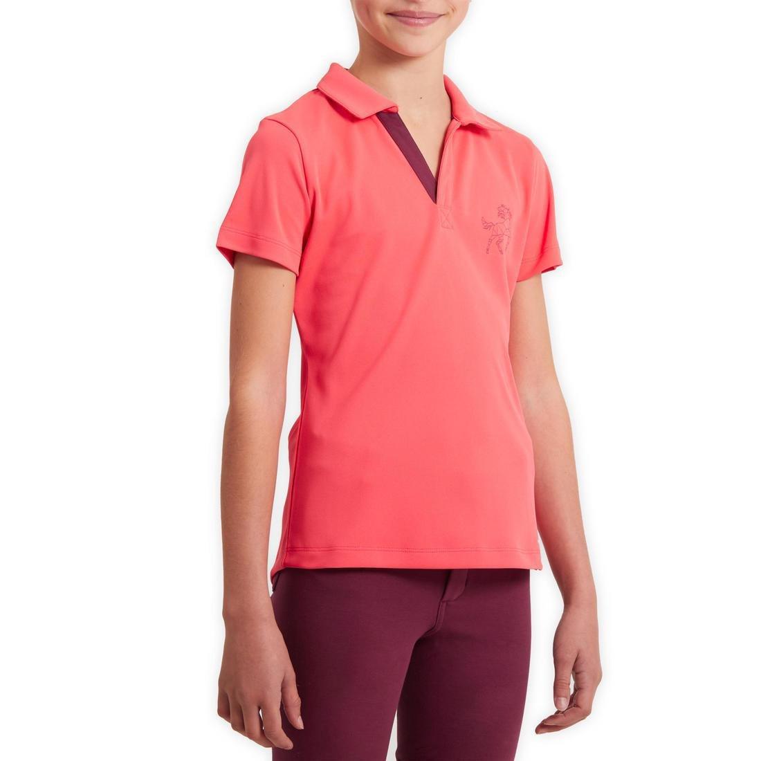 500 MeshKids Short-Sleeved Horse Riding Polo Shirt, Turquoise Green, , large image number 14