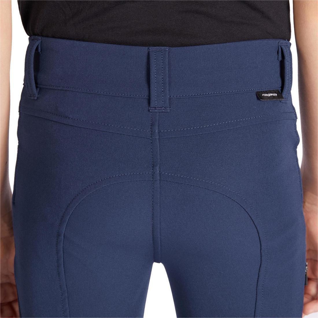 FOUGANZA - 500 Children's Horse Riding Mesh JodhpurNavy, Deep Navy