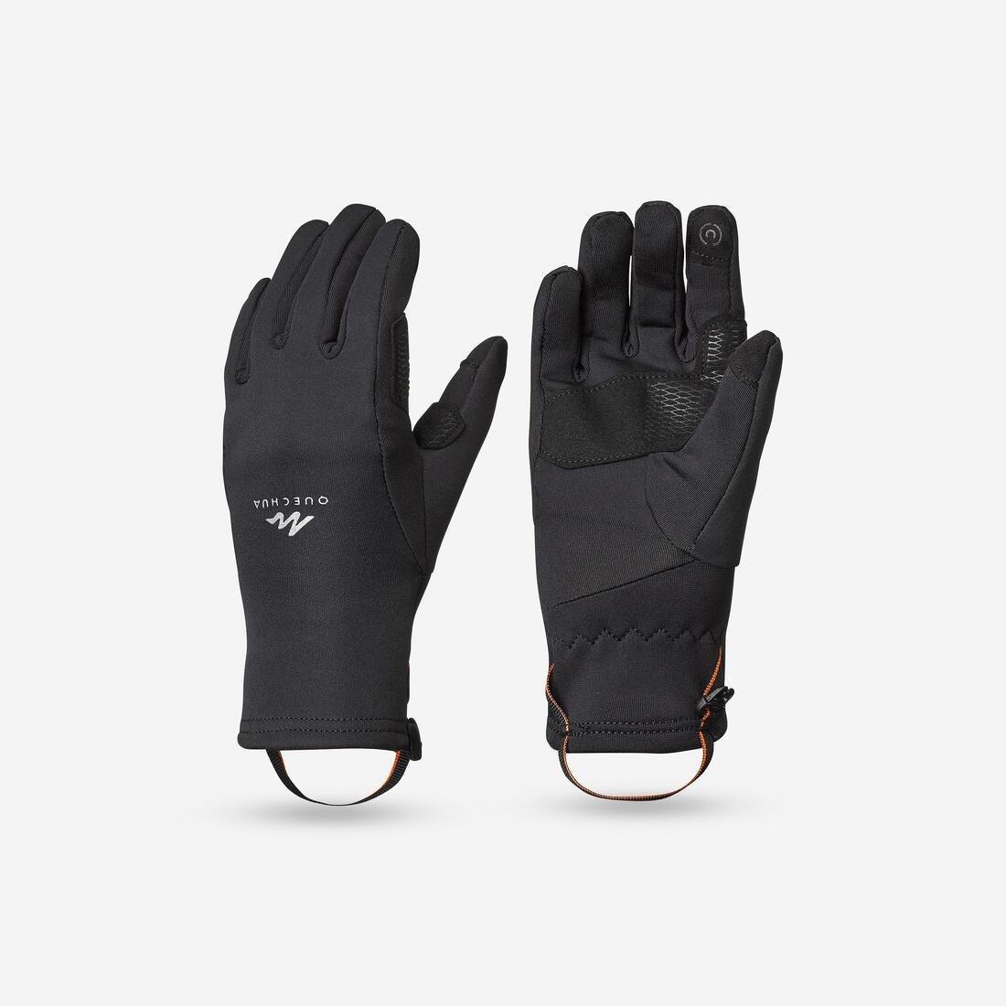 QUECHUA - Kids Touchscreen Compatible Hiking Gloves - Sh500 Stretch, Black