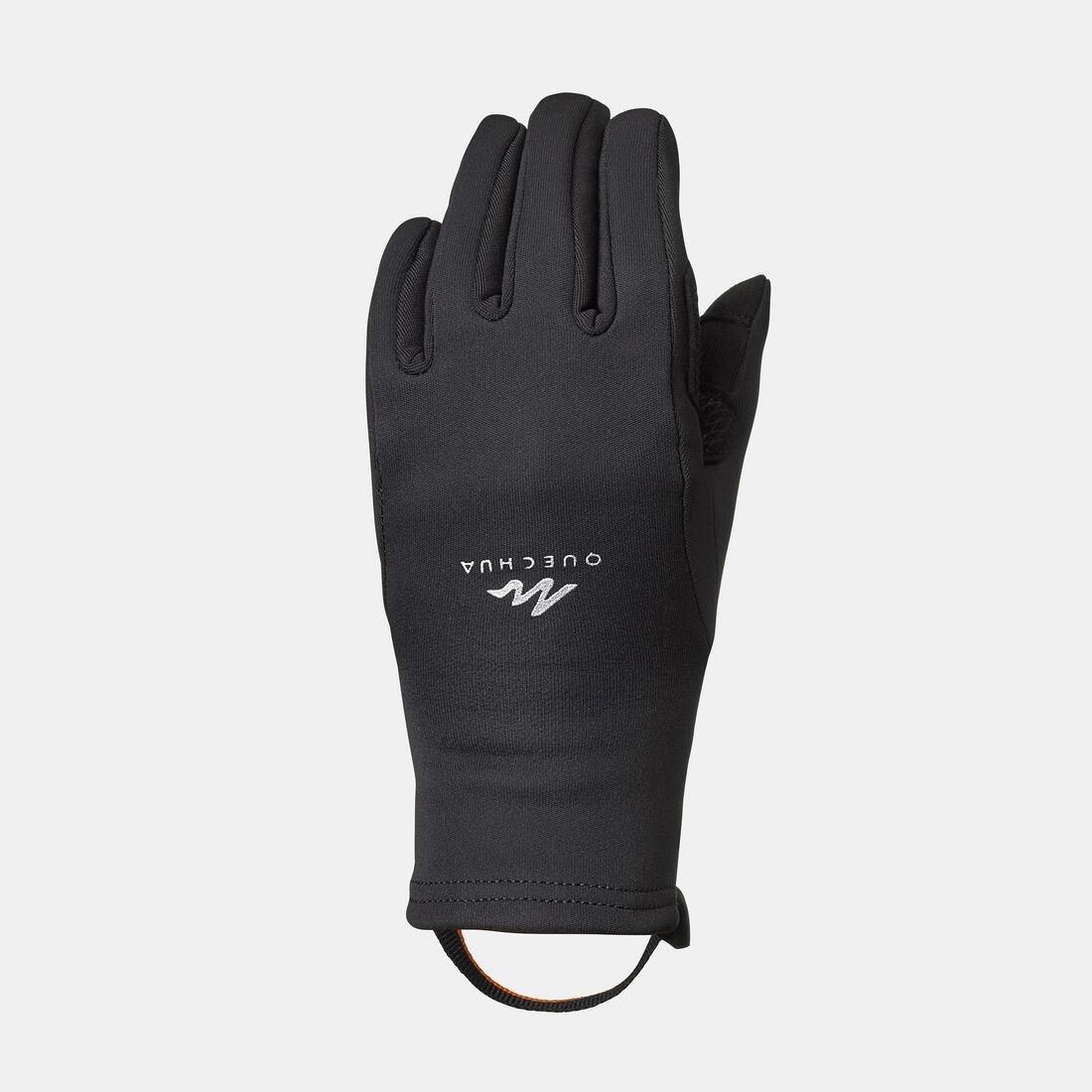 Kids Touchscreen Compatible Hiking Gloves - Sh500 Stretch, Black, , large image number 1