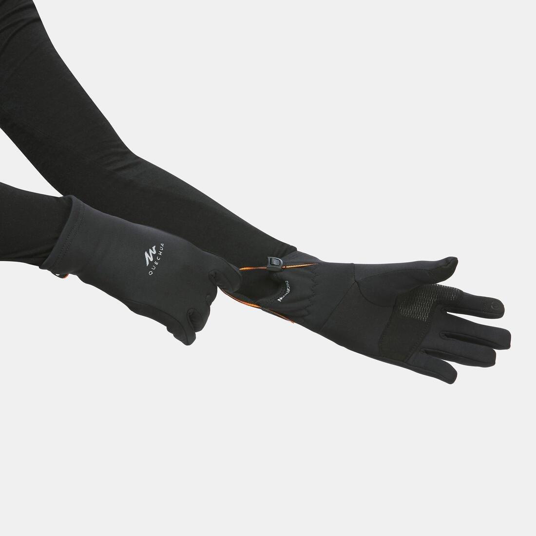 Kids Touchscreen Compatible Hiking Gloves - Sh500 Stretch, Black, , large image number 2
