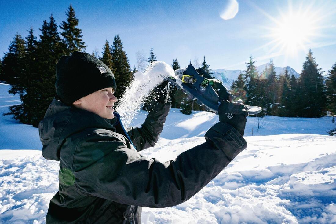 Kids Touchscreen Compatible Hiking Gloves - Sh500 Stretch, Black, , large image number 10