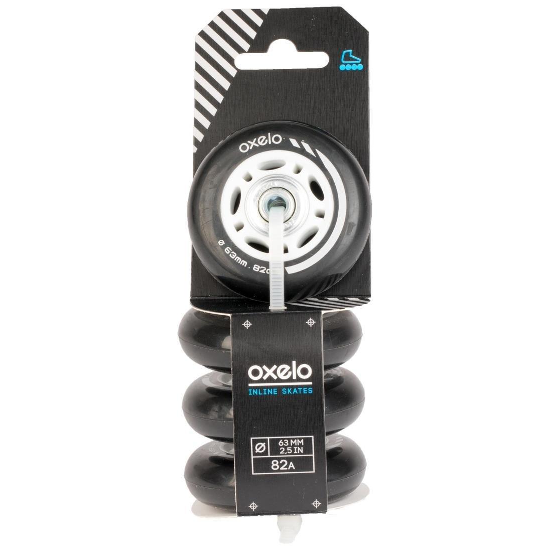OXELO - 4 Pack Skate Wheels With Bearings, Black