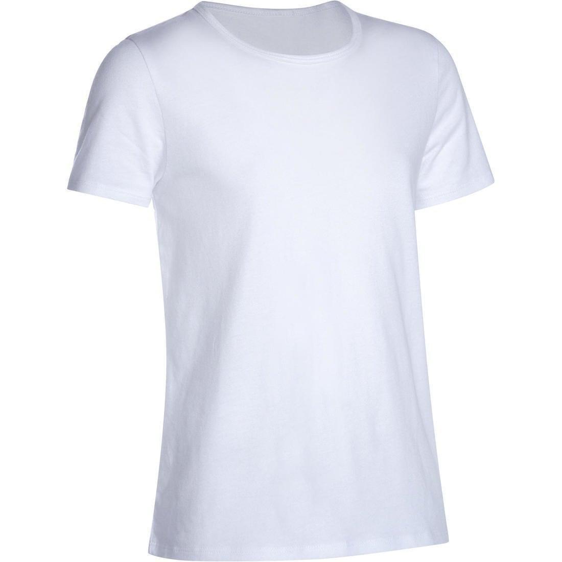 DOMYOS - Kids' Basic Cotton T-Shirt-White