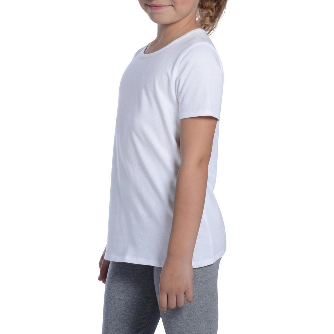 DOMYOS - Kids' Basic Cotton T-Shirt-White