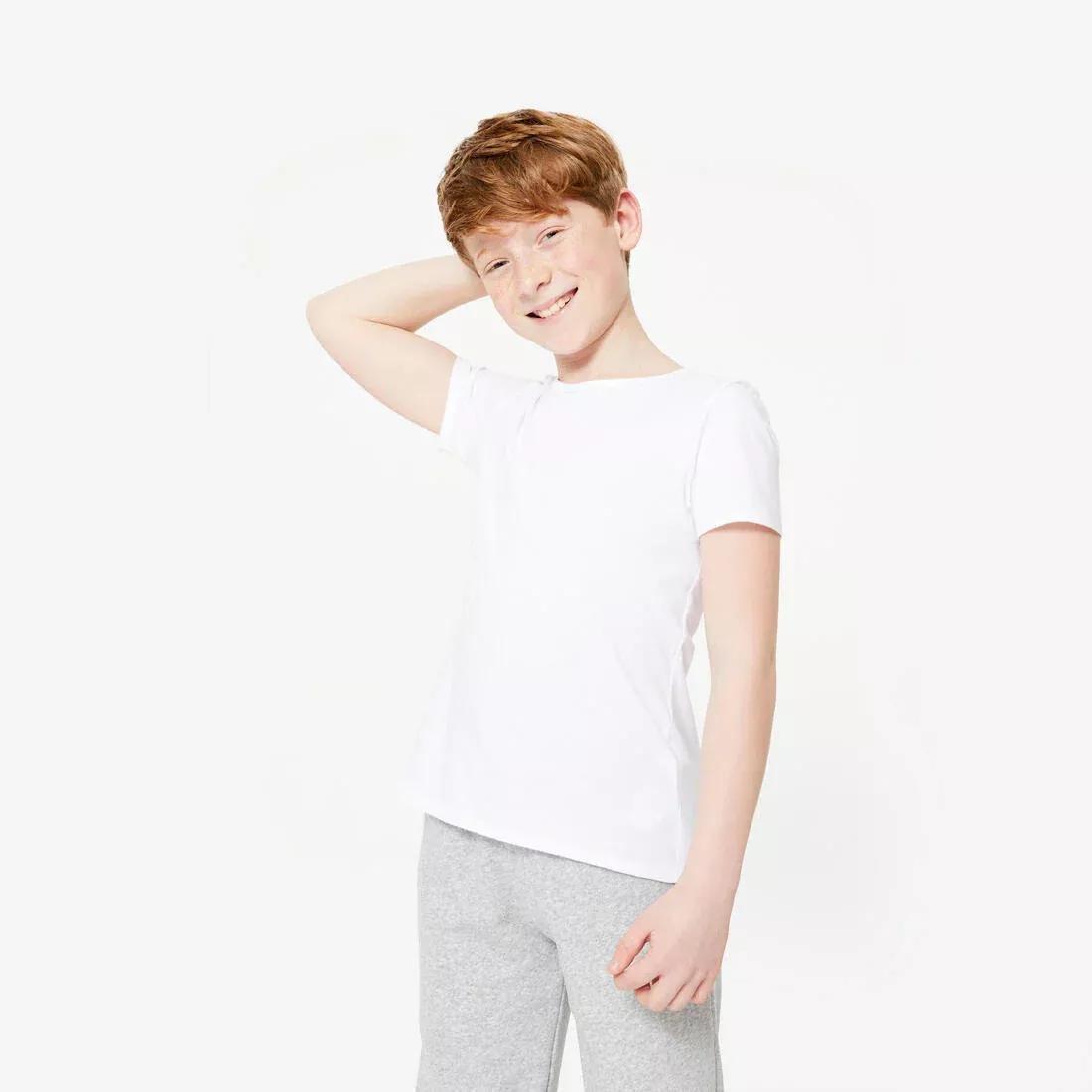 Kids' Basic Cotton T-Shirt-White, No Color, large image number 5