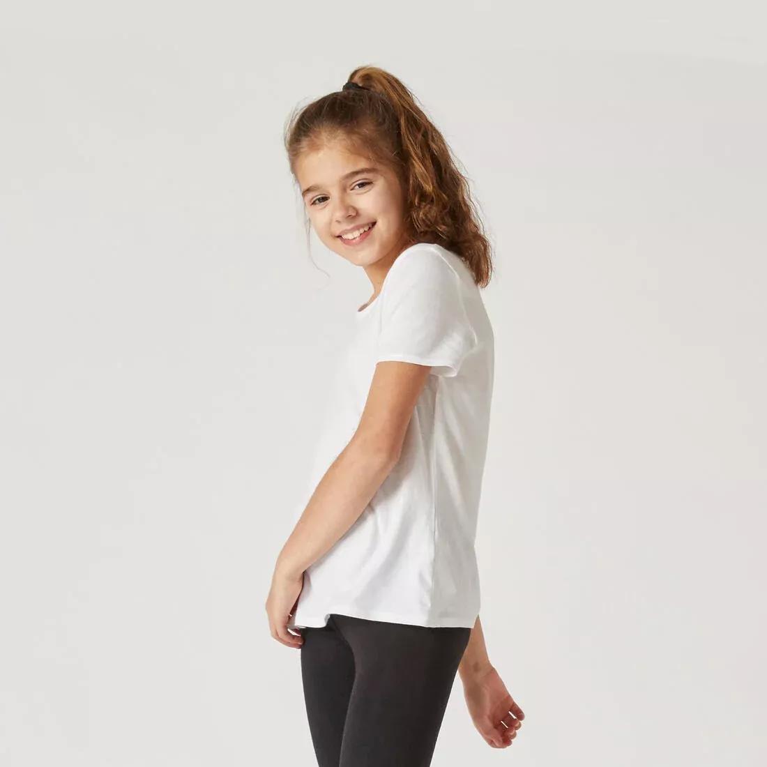 DOMYOS - Kids' Basic Cotton T-Shirt-White