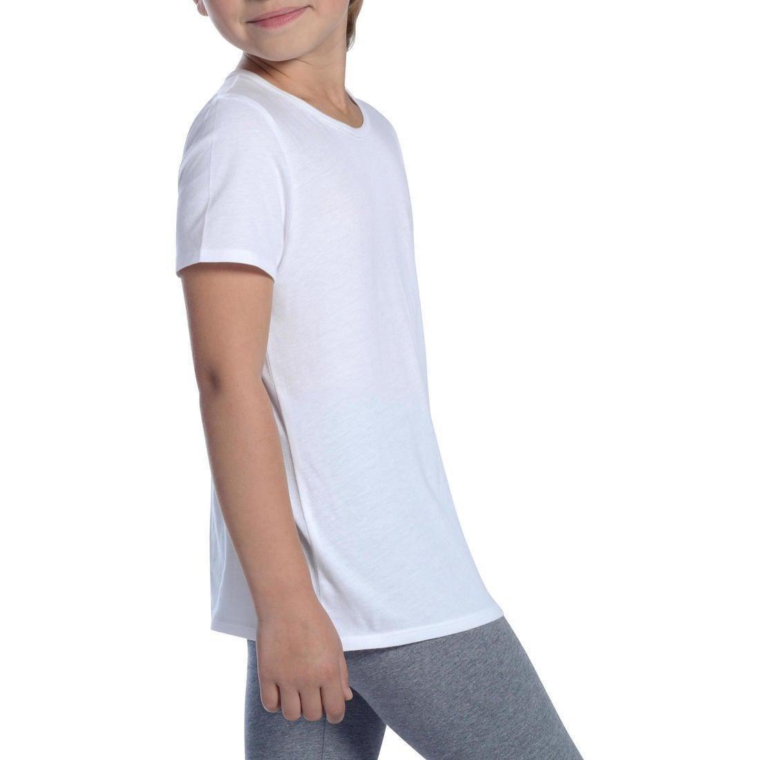 DOMYOS - Kids' Basic Cotton T-Shirt-White