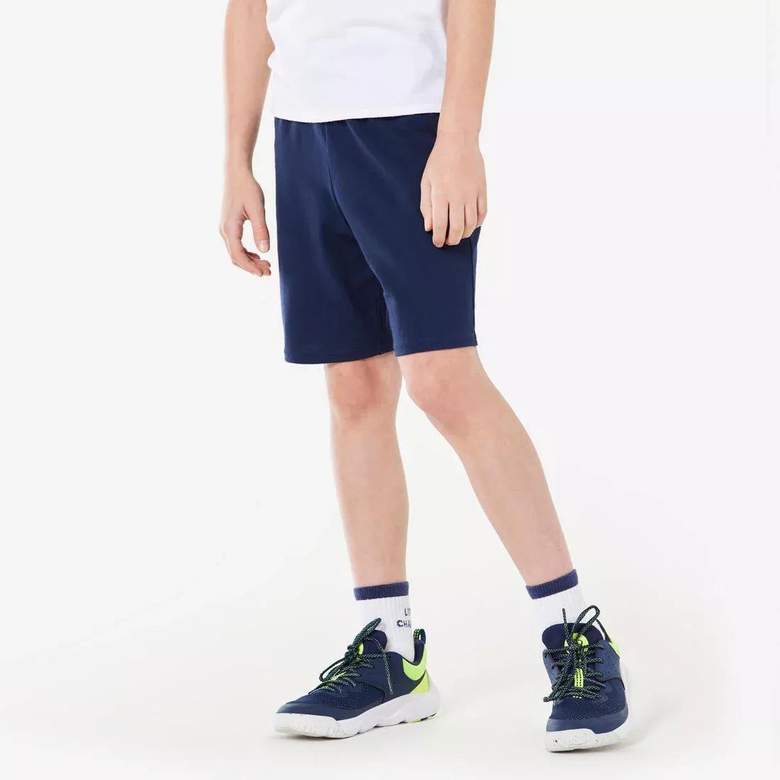 DOMYOS - Kids' Basic Cotton Shorts, Navy