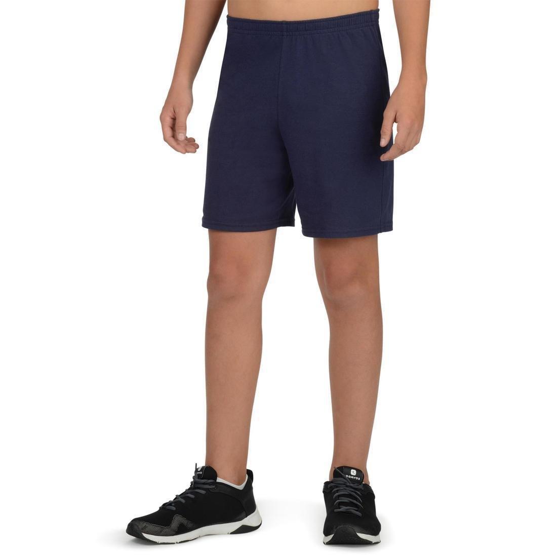 DOMYOS - Kids' Basic Cotton Shorts, Navy