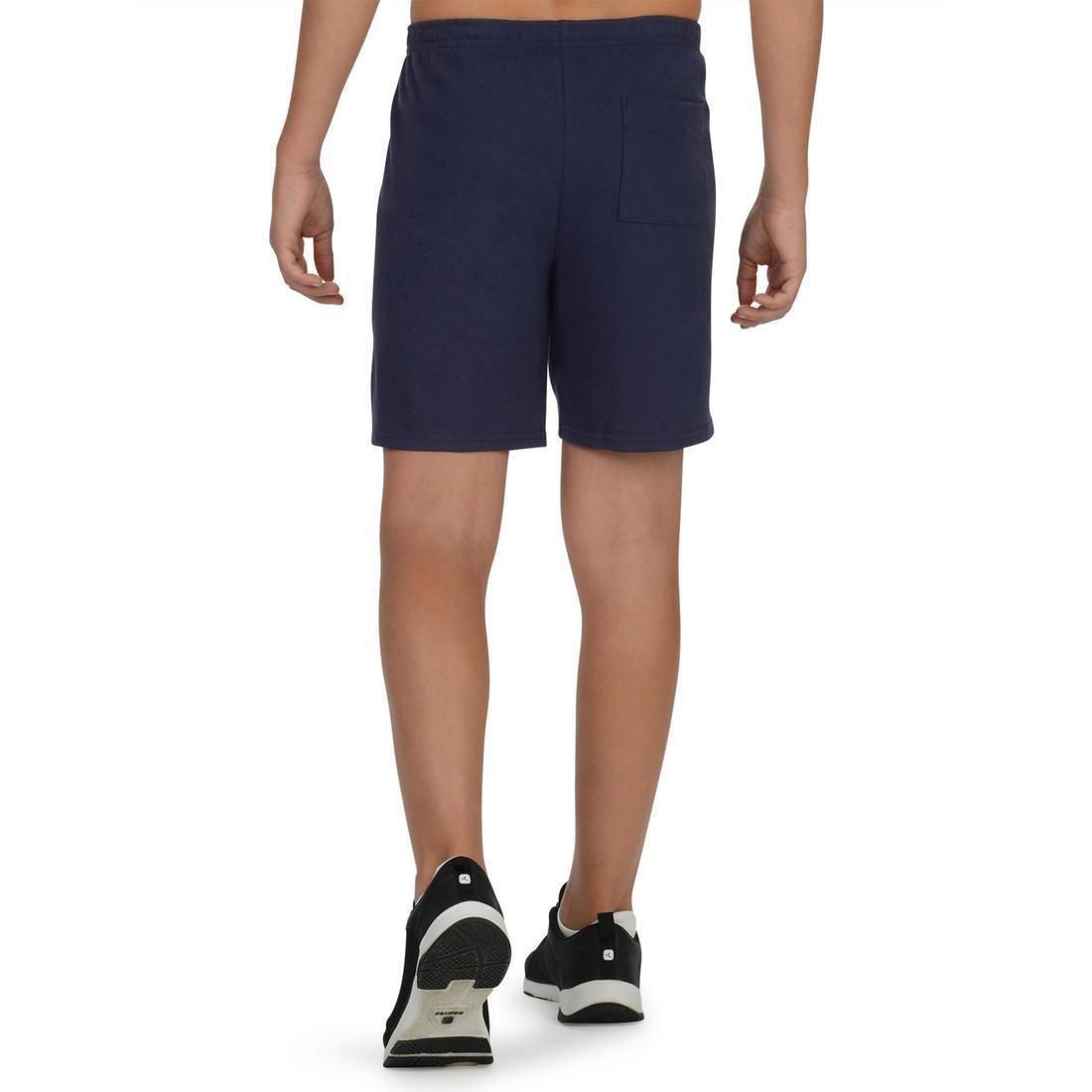 DOMYOS - Kids' Basic Cotton Shorts, Navy