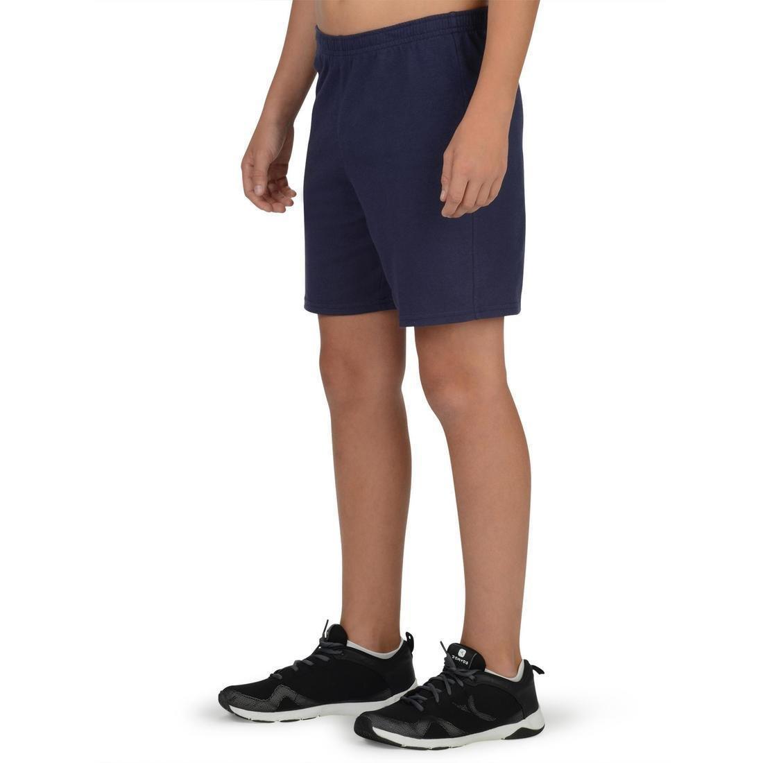 DOMYOS - Kids' Basic Cotton Shorts, Navy