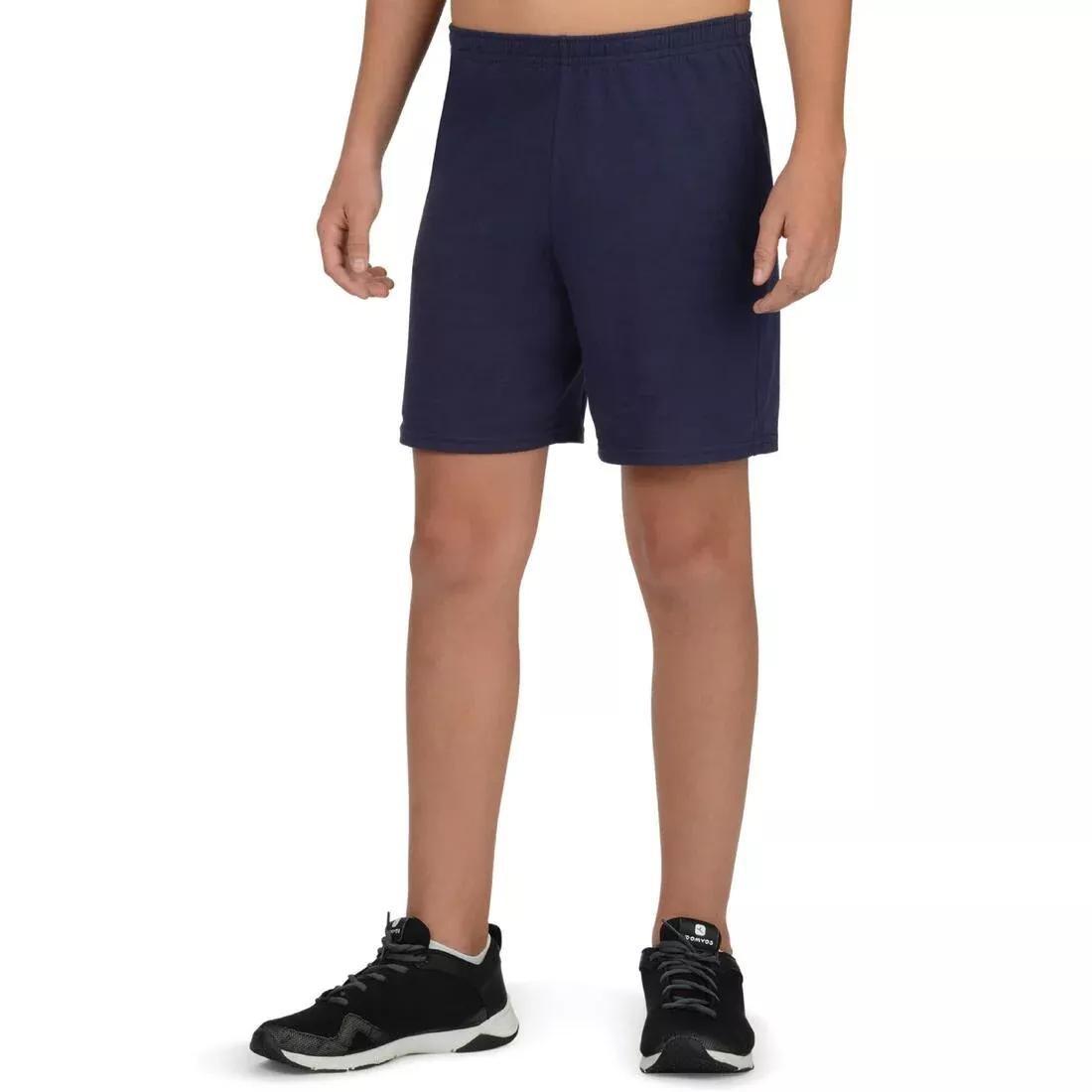 DOMYOS - Kids' Basic Cotton Shorts, Navy