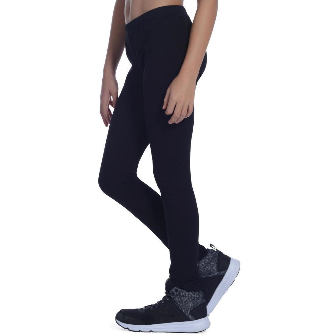 Girls' Basic Cotton Leggings, Black, , large image number 1