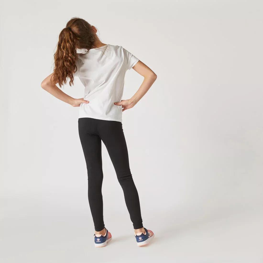 Girls' Basic Cotton Leggings, Black, , large image number 11