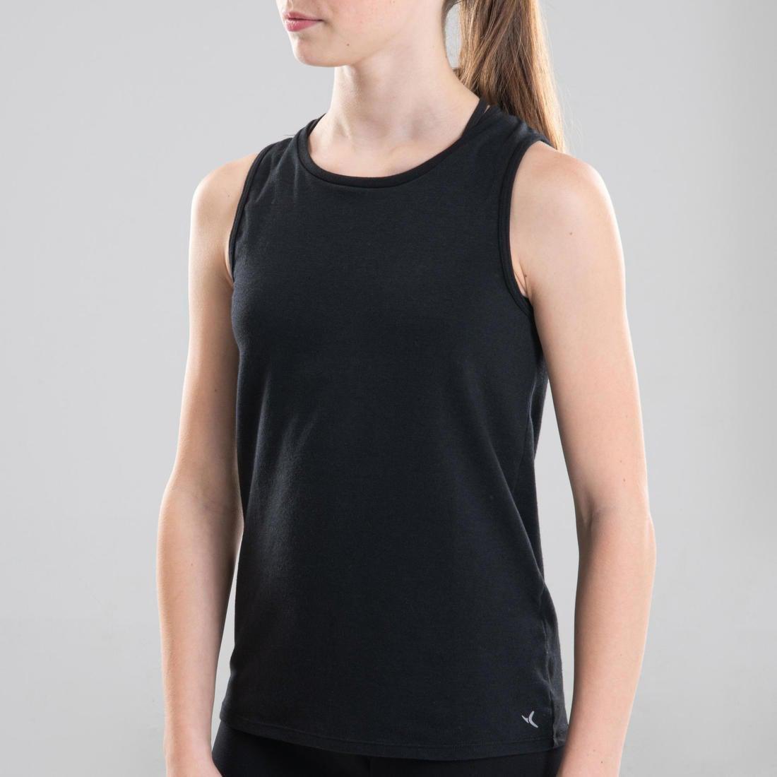 Kids Girls Open-Back Modern Dance Tank Top, Black, , large image number 2