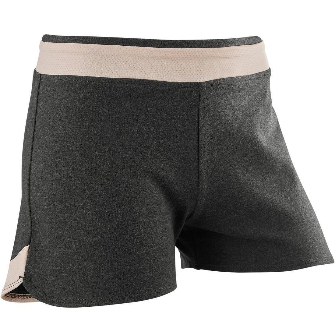 Girls' Breathable Cotton Gym Shorts 500 Print, Grey, , large image number 0