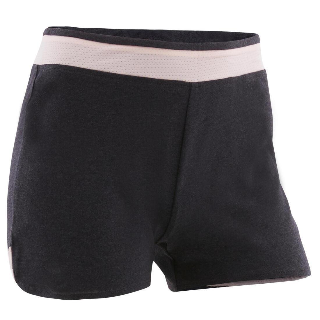 Girls' Breathable Cotton Gym Shorts 500 Print, Grey, , large image number 2