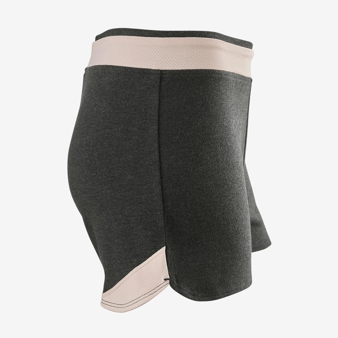 Girls' Breathable Cotton Gym Shorts 500 Print, Grey, , large image number 5