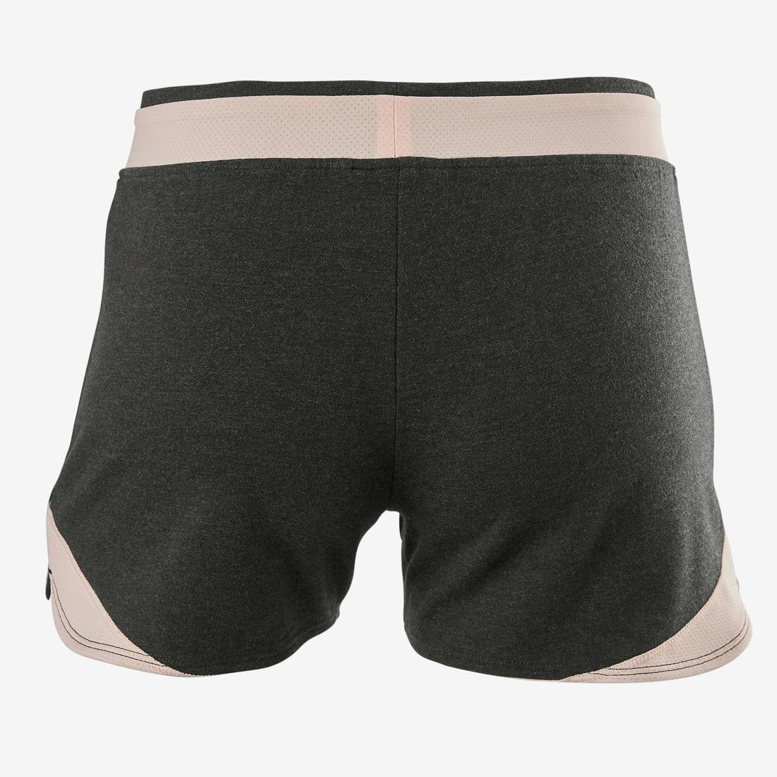 Girls' Breathable Cotton Gym Shorts 500 Print, Grey, , large image number 6
