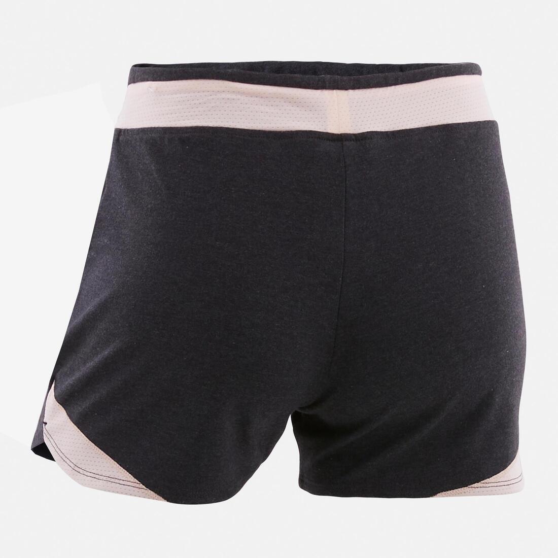 Girls' Breathable Cotton Gym Shorts 500 Print, Grey, , large image number 10