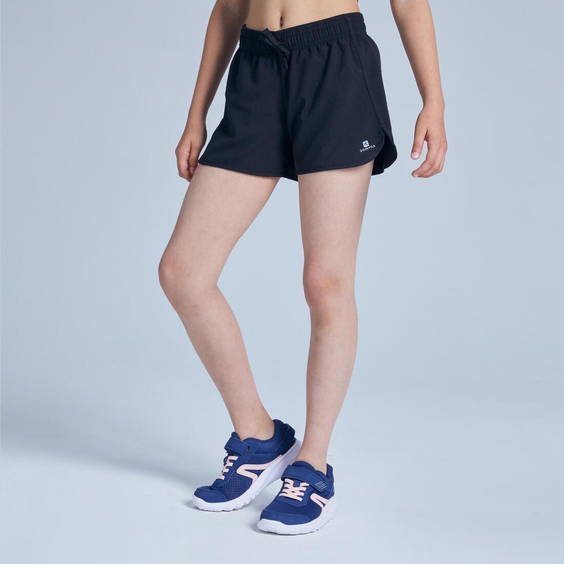 Kids Girls Breathable Shorts, Black, , large image number 3