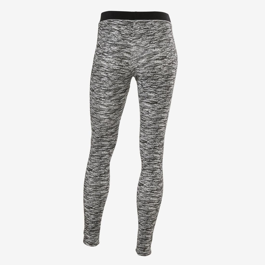 Girls Breathable Cotton Gym Leggings 500 Print, Grey, No Color, large image number 2