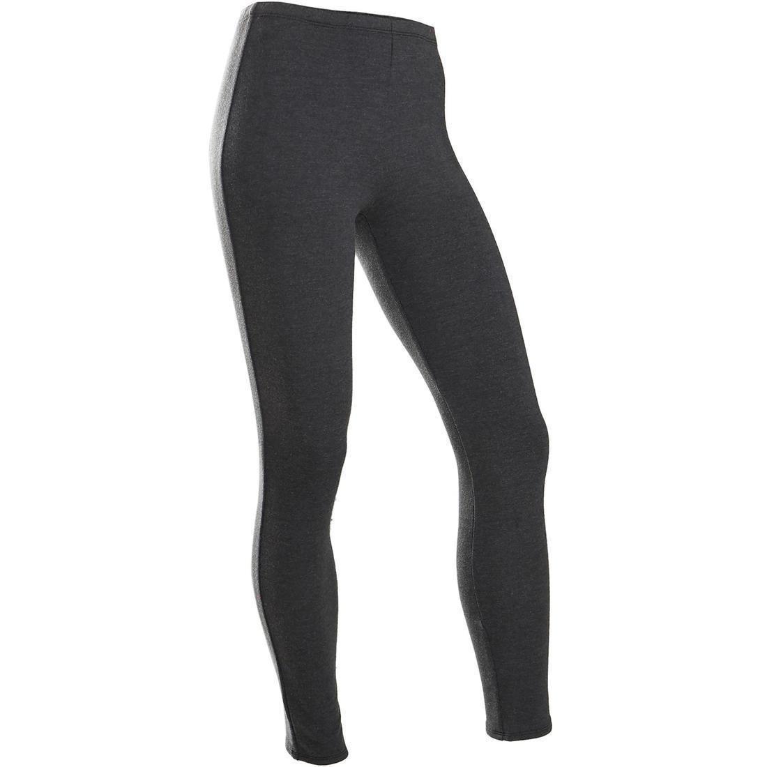 Girls' Warm French Terry Cotton Leggings Basic, Grey, No Color, large image number 2