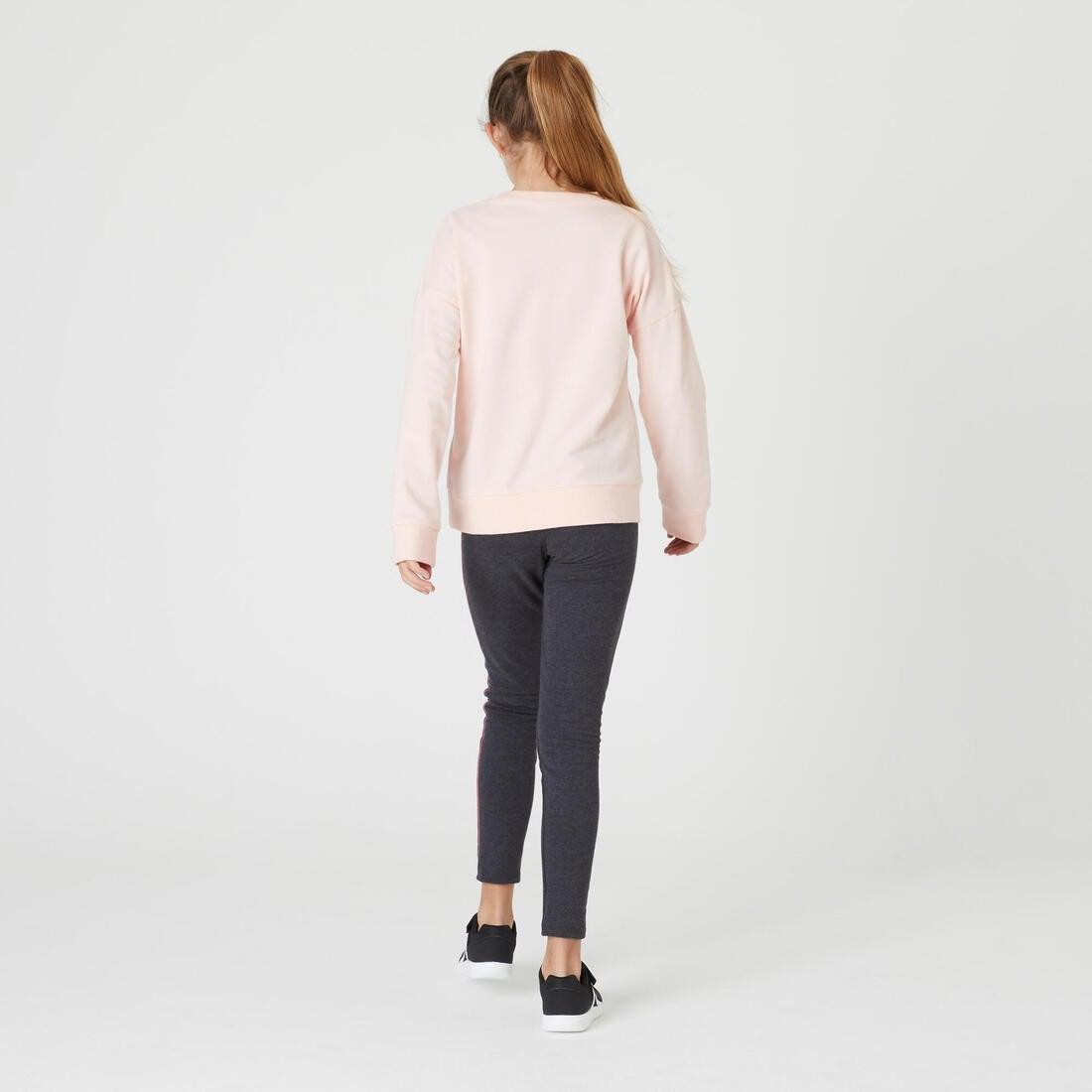 Kids Girls Warm French Terry Cotton Leggings - Basic, Grey, No Color, large image number 3