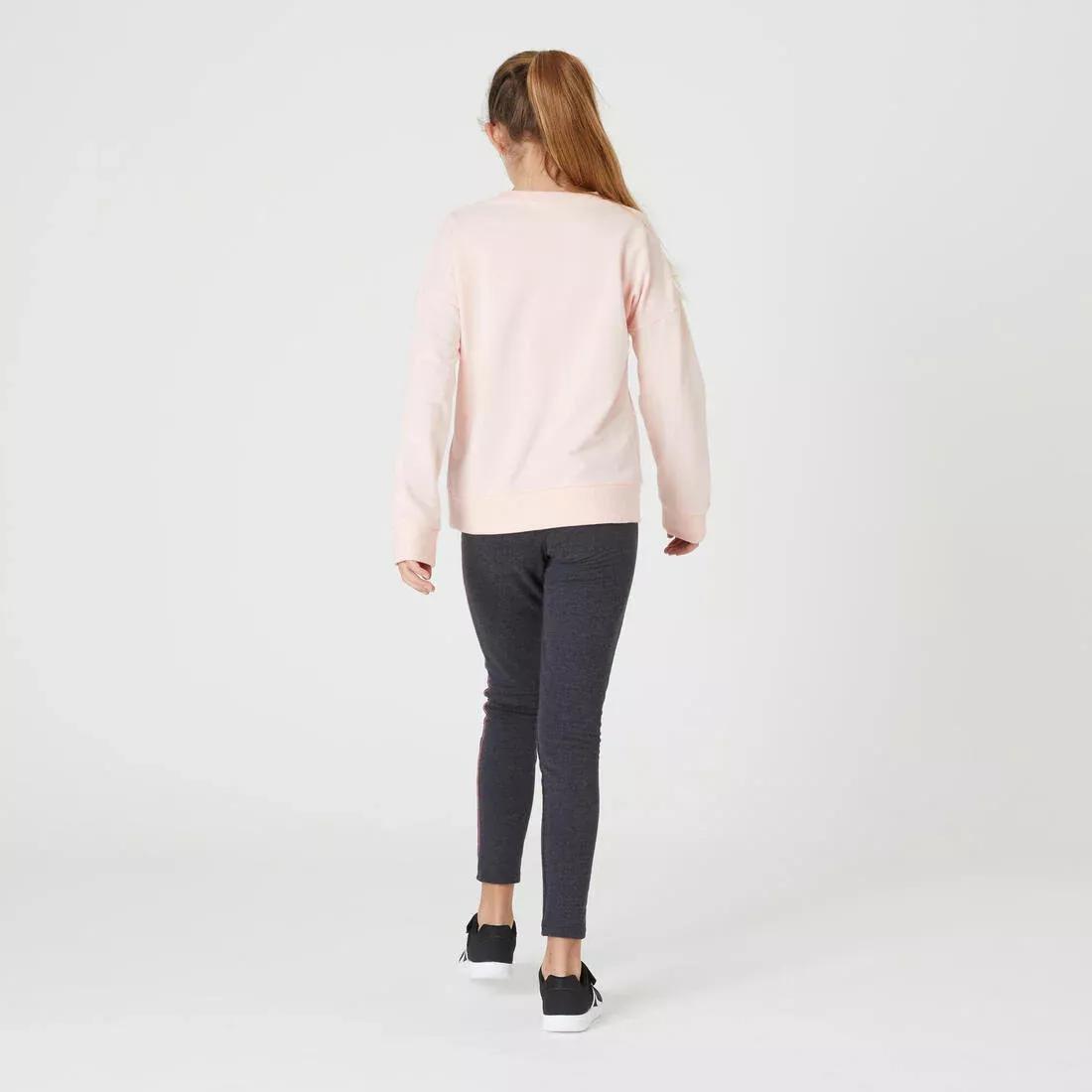 Kids Girls Warm French Terry Cotton Leggings - Basic, Grey, No Color, large image number 11