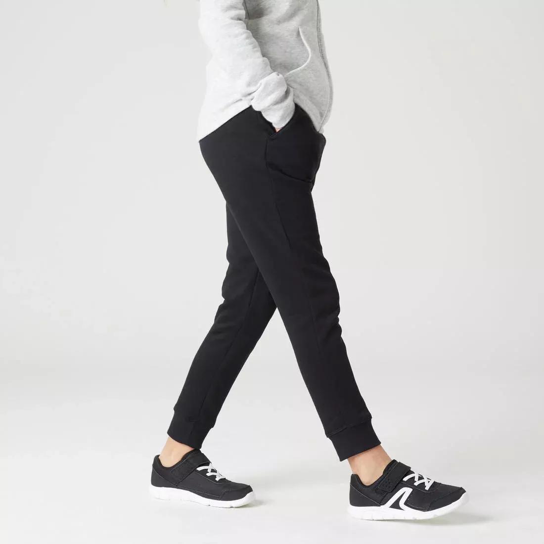 Kids' Brushed Jersey Jogging Bottoms 500, Pewter, No Color, large image number 10