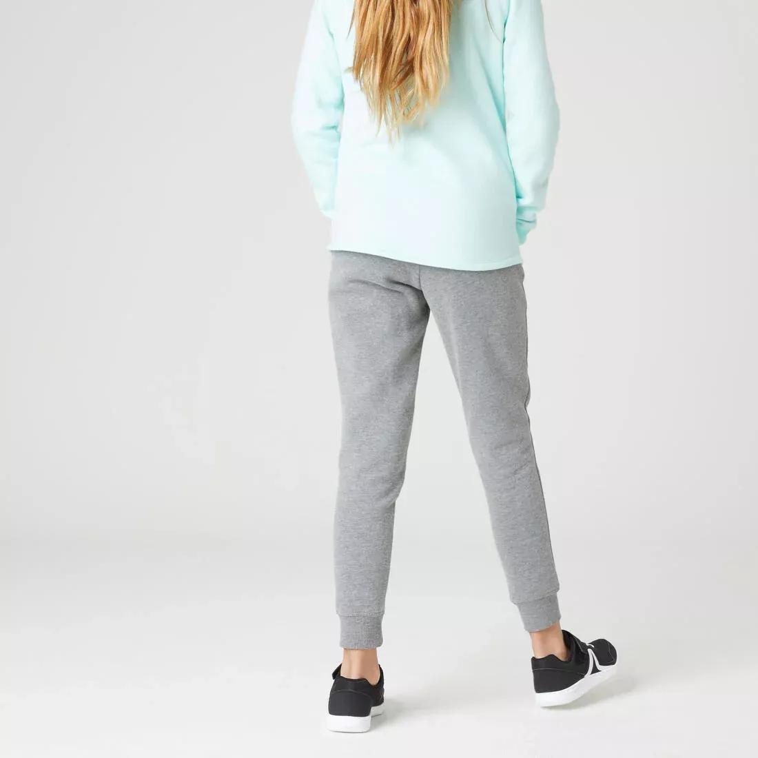 Kids' Brushed Jersey Jogging Bottoms 500, Pewter, No Color, large image number 11