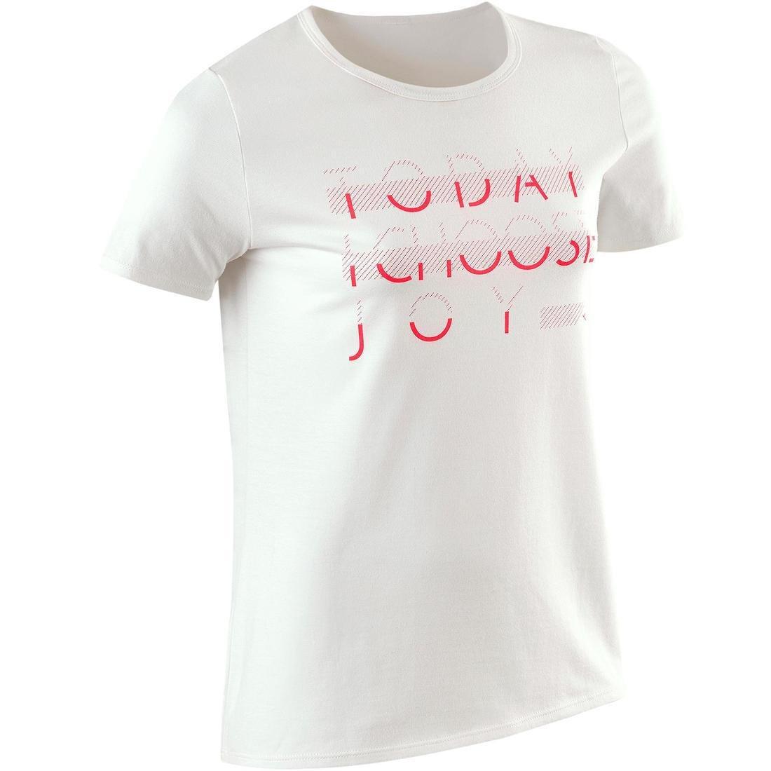 100 Girls' Short-Sleeved Gym T-Shirt Print-White, , large image number 7
