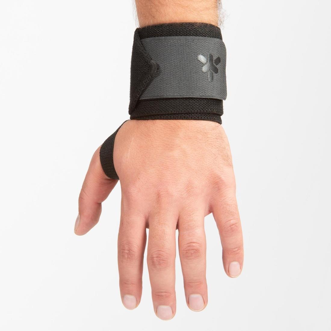 CARBON GREY Weight Training Wrist Support And Protection Wraps Velcro Fastening - Grey, No Color, large image number 6
