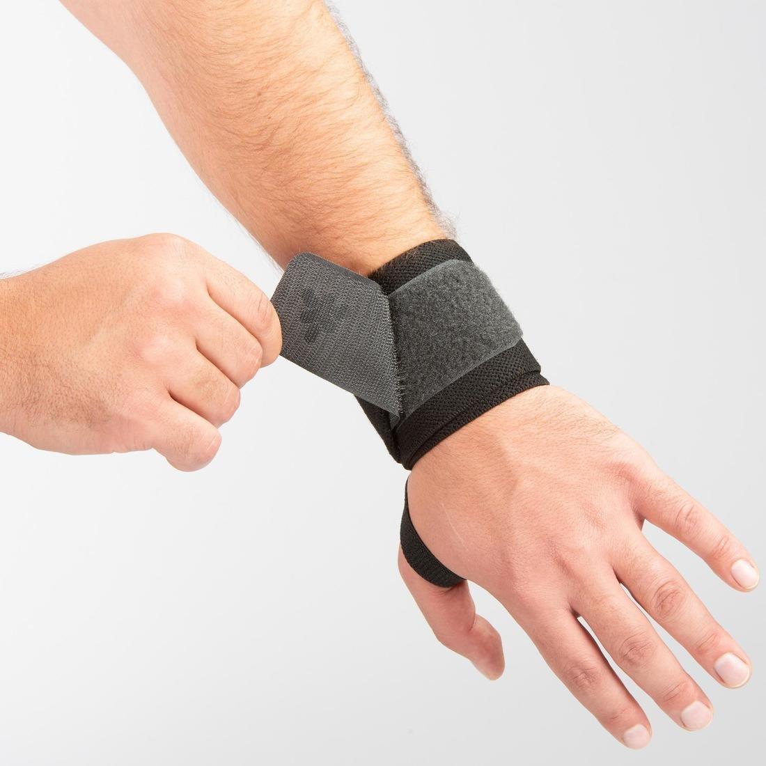 CARBON GREY Weight Training Wrist Support And Protection Wraps Velcro Fastening - Grey, No Color, large image number 9