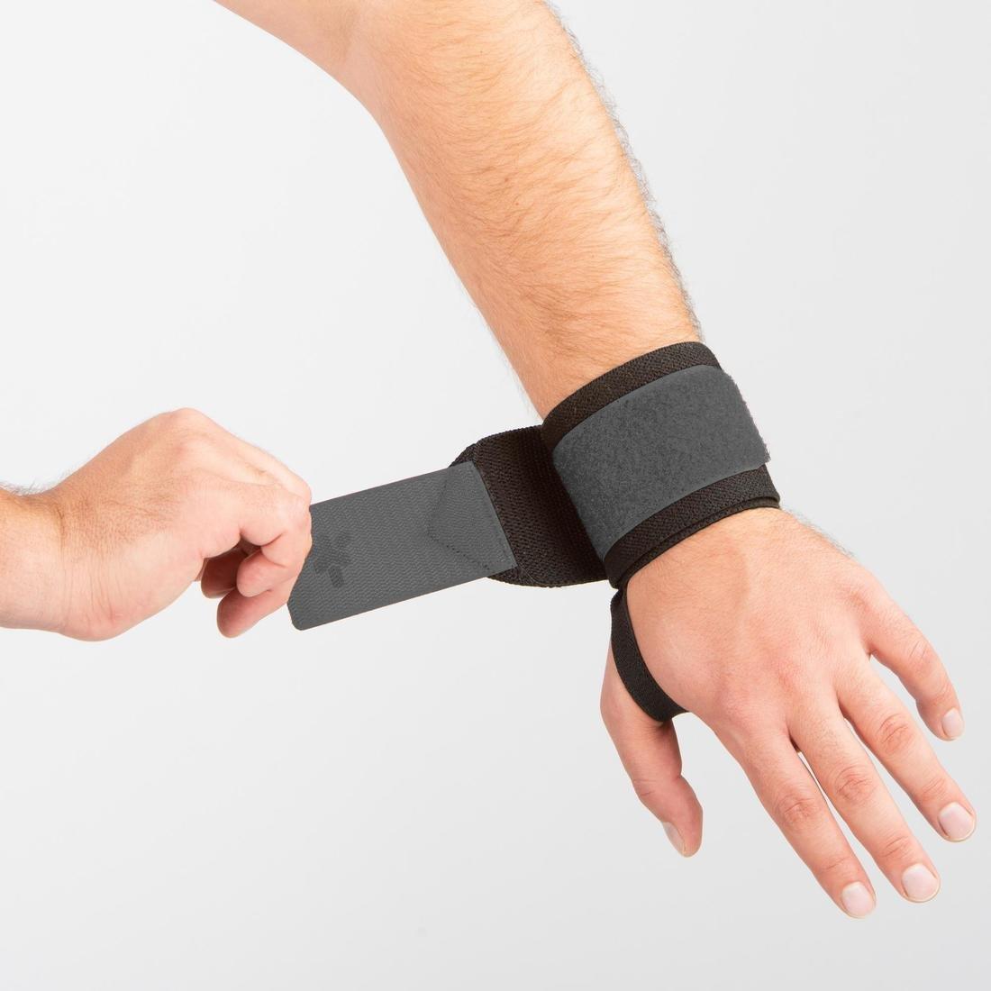 CARBON GREY Weight Training Wrist Support And Protection Wraps Velcro Fastening - Grey, No Color, large image number 10