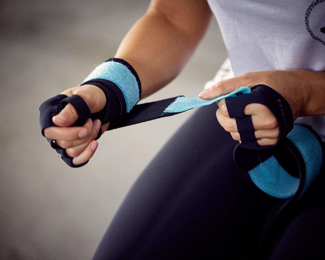 Weight Training Wrist Support And Protection Wraps Velcro Fastening - Blue, peacock blue, , large image number 6