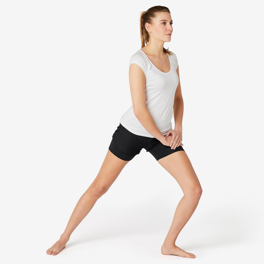 Stretchy 2-in-1 Cotton Fitness Shorts, Black, , large image number 3