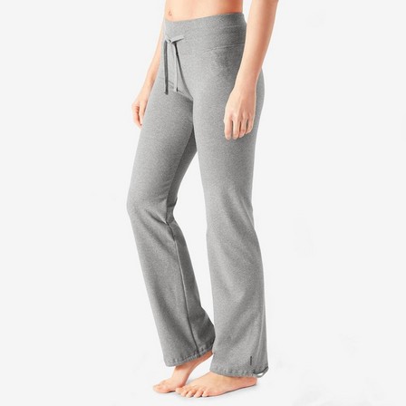 DOMYOS - Straight-CutCottonFitness Leggings With Adjustable Cuffs Fit Mottled, Grey